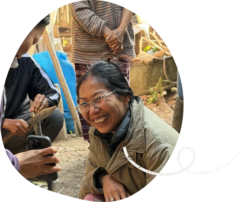 A partner sharing a moment during a field visit